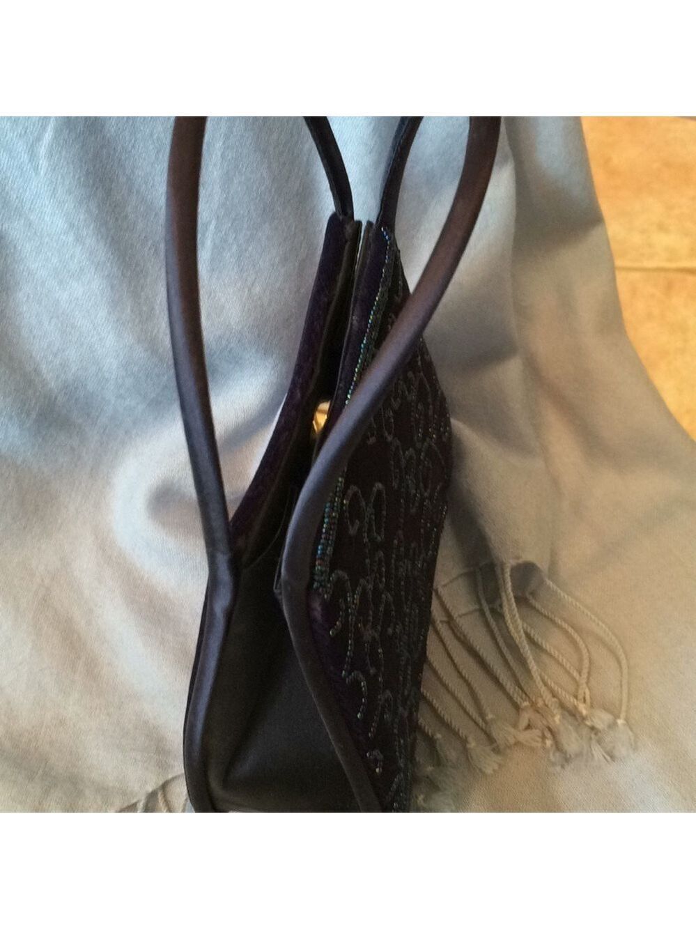 Vintage Midnight blue evening bag with iridescent beads formal special occasion - Picture 2 of 5